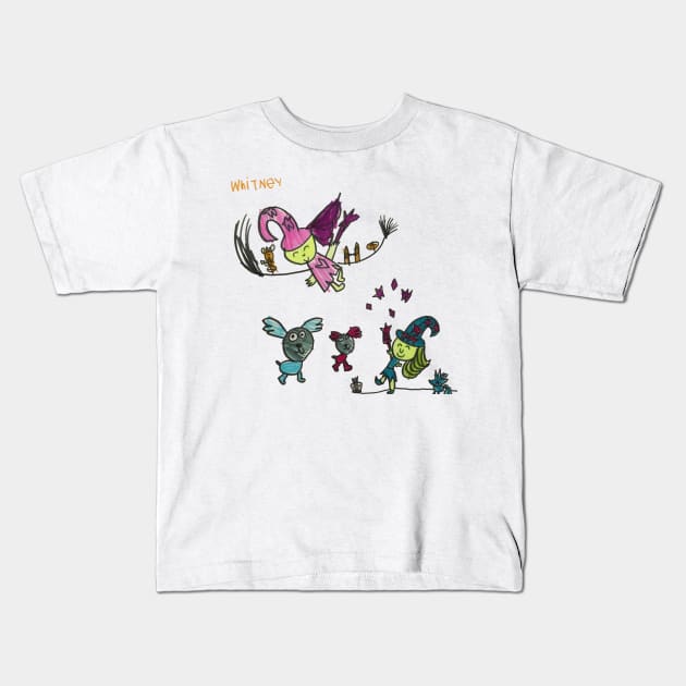 Fly Witches Kids T-Shirt by WhitneyWooHoo